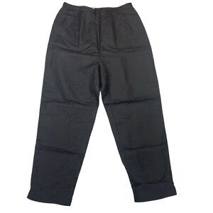Black Linen Blend Pants Sz 12 Lined Trousers Fit Career Classic Capsule Tapered